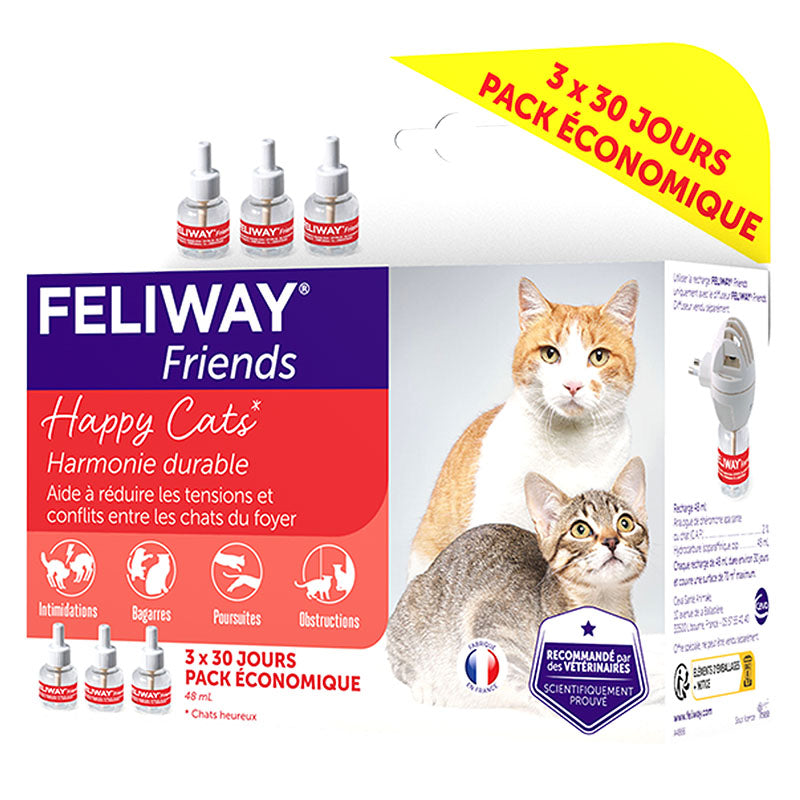 FELIWAY® Friends Recharge  Phéromones apaisantes pour chat - Pack 3  recharge 3X48ML - FELIWAY France